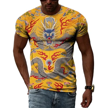 Ķīniešu Pūķis Drēbes Grafiskais Krekls 3D Harajuku Drukāt Jauno Vasaras Retro Hip Hop Gadījuma Īsām Piedurknēm Top Par Vīriešu un Sieviešu Personības