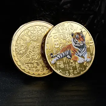 1GB Radošo Suvenīru 2022 Ķīnas Jaunais Gads Tiger Monētas Skaida Glod Piemiņas Monētu Kolekcionējamus Gofrēta Metāla Amatniecības Žetons Dāvanu