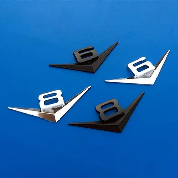 1 GAB. 3D Metāla V6 V8 Logo Uzlīmi, Emblēmu Žetona Aizmugures Bagāžnieka Sānu Apdare Auto stils BMW Audi Mercedes, Opel, KIA