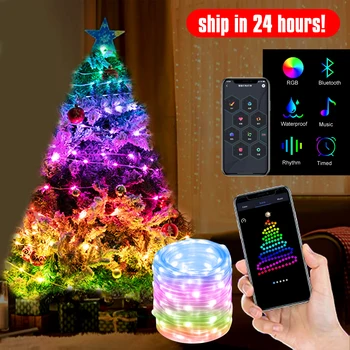 2023 RGB IC Pasaku Gaismu Ziemassvētku Kokā Mūzikas Ritmu Ūdensizturīgs Stīgu Gaismas USB App Kontroles Bluetooth Mājas Dekori Puse