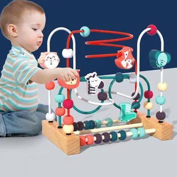 Montessori Bērnu Rotaļlietas, Koka amerikāņu Kalniņi Biezumu Labirints Toddler Agrīnās Mācīšanās Izglītības Puzzle Matemātikas Rotaļlieta Bērniem 1 2 3 Gadiem