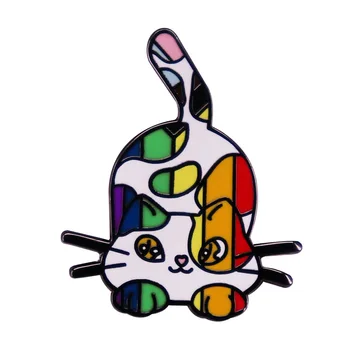 C2070 Radošo Varavīksnes Kaķis LGBT Atloks Pins Nozīmītes Mugursoma Emaljas Pin Sieviešu Stilīgs Piespraudes Modes Aksesuāri, Rotaslietas