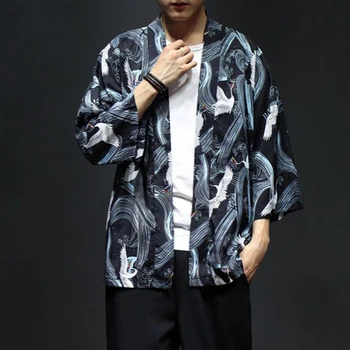 Yukata Kimono Obi Samurai Celtņa Japāņu Stila Haori Halāti, Vīriešu Jaka Ķīniešu Pūķis Blūze Žaketes Tradicionālo Āzijas Apģērbu