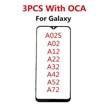 3PCS Priekšā Ekrānam, Samsung Galaxy A02S A02 A12 A22 A32 A42 A52 A72 Touch Panelis LCD Displejs No Stikla Remonts Daļa + OCA