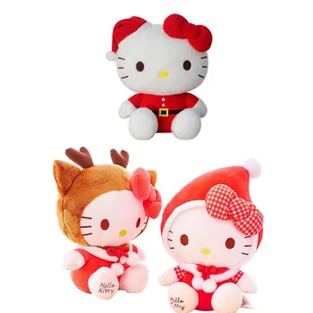 Hello Kitty Plīša Ziemassvētku Tēmu Sanrio Kawaii KT Kaķu Rotaļlietas, Lelles, Pildīti ar Mīkstu Spilvenu, Dīvāna Spilvens, Bērnu Svētku Dāvana Lelle
