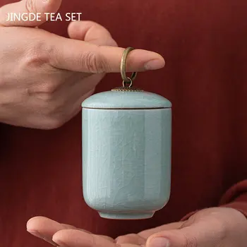 Portatīvo Keramikas Tējas Caddy Sadzīves Noslēgtā Tieguanyin Uzglabāšanas Tvertnes Ceļojumu Tējas Kastes Tējas Jar Kafijas Spice Konfektes Konteineri