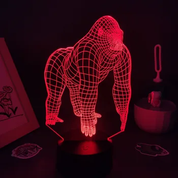 Amerikāņu Filmu Titan 3D Lampas RGB Led Nakts Apgaismojums, Krāsains Dzimšanas dienas Dāvanas Draugiem Guļamistabas Gultas Galda Dekori Dzīvnieku Gorilla
