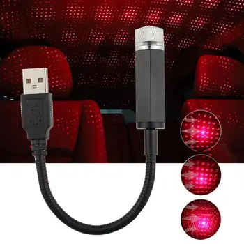 2 gab Romantiska LED Auto Jumta Zvaigžņu Nakts Gaismas Projektors, Galaxy Lampas USB Telpu Dekorēšana Regulēšana Auto Interjera Dekori Gaismas