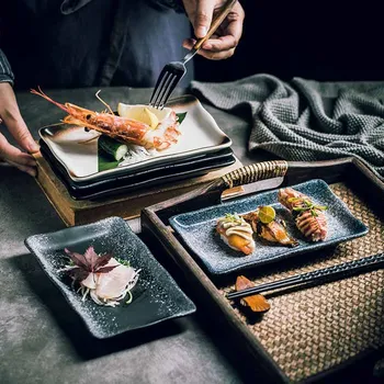 FANCITY Japāņu stila suši plāksnes radošo neto sarkano plāksni taisnstūrveida mājas high-end rietumu restorāns dim sum mazas plāksnītes