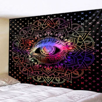 Mandala gobelēns galvaskausa sēņu fantasy art sienas karājas bohēmijas psychedelic hipiju nakts mēness gobelēns mājas apdare