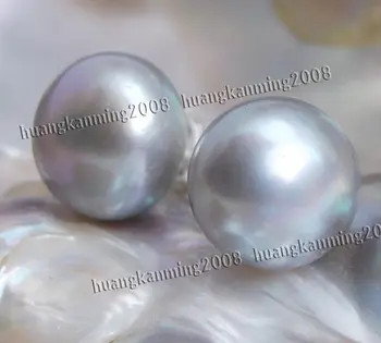 10-11mm Pelēks Akoya Kultivētās Pērles Auskars Tvaicētiem bun forma