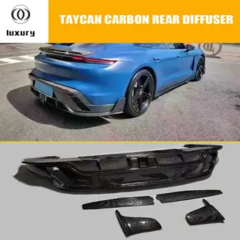 Mansory Stila Nekustamā Oglekļa Šķiedras Aizmugurējo Buferi un Lūpu Difuzoru Splitter par Porsche Taycan Bodykit 2019+