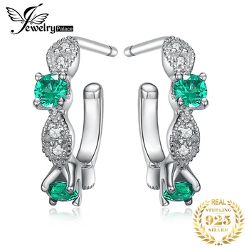 JewelryPalace 3 Akmens Imitētu Nano Green Emerald 925 Sterling Sudraba auskariem Sieviešu Modes Dārgakmens Rotaslietas Auskari