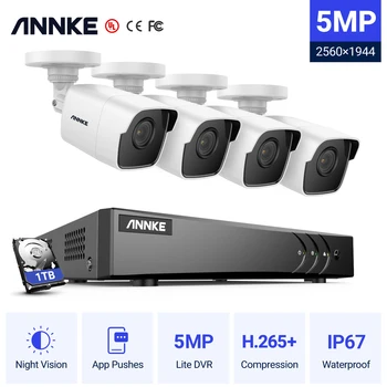ANNKE H. 265+ 5MP Lite Ultra HD 8CH DVR CCTV Drošības Sistēmas 4GAB 5MP IP67 Weaterproof Āra 5MP Kamera, Video Novērošanas Komplekts