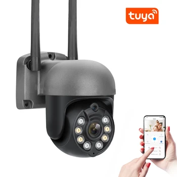 Tuya WiFi IP Kamera Outdoor 1080P HD CCTV Kameras PTZ Dome PTZ Kameras Mājas Drošības Uzraudzības Optisko Krāsu Nakts Redzamības