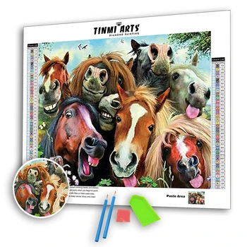 5D Dimanta Krāsošana Dzīvnieku Zirgi Selfies Pilna Urbt DIY Mozaīkas Cross Stitch Modelis, Roku darbs, Izšuvumi Attēlu Komplekti Sienas
