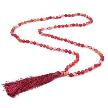 6mm Sarkana Onyx Japamala Kaklarota Meditācijas Jogas Gara Rotaslietas 108 Mala Fāzēm Mezgloti Tibetas Rožukroni Svētība ar Pušķis