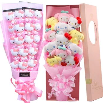 Sanrio Hello Kitty Plīša Pildījumu Pušķis Kirby Kulomi Cute Lelle, Ziepes, Dāvanas, Ziedu Kastes Rožu Ziedu Pušķis Valentīna Dienā, Dzimšanas Dienā