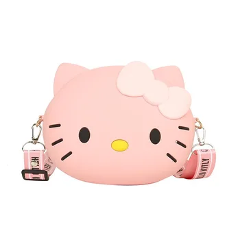 Hello Kitty Silikona Maiss Japāņu Sanriovanime Perifērijas Produktu Karikatūra Studentu Monēta Maku Kawaii Messenger Soma Meitenēm