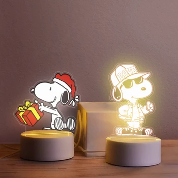 Kawaii Snoopy Cute Karikatūra Lelles Ins Mazā Nakts Gaismas Rotājumi Led Nakts Lampa Anime Plīša Rotaļlietas Meitene Dzimšanas dienas Dāvana