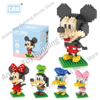 LNO Disney celtniecības bloki, Ķieģeļi, montāža Mickey Mouse Minnie Donald Duck Dumjš Anime Mini Darbības Rādītāji Galvas Rotaļlietas bērniem Dāvanas