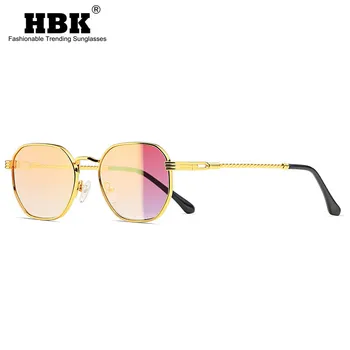 HBK Metāla Kvadrātveida Saulesbrilles Sievietēm, Vīriešiem Augstas Kvalitātes Vintage Zelta Spoguļa Rāmja Zils Zaļš Vīriešu Saules Brilles Sieviešu UV400