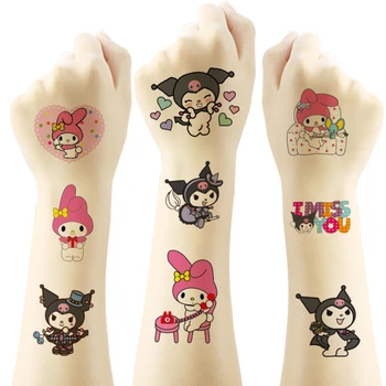 Karikatūra Sanrio Hello Kitty Manu Melodiju Tetovējumu Uzlīmes Kawaii Ūdensnecaurlaidīgus Pagaidu Anime, Kakla, Roku, Ķermeņa Apgleznošana Body Art Viltus Tatto