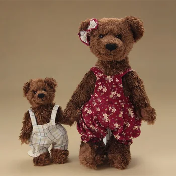 Māte un dēls bear teddy bear plīša pildījumu rotaļlietas ar apģērbu un pacelšanās plīša kopīgu rotaļu lācīti lelle bērniem dzimšanas dienas dāvanas