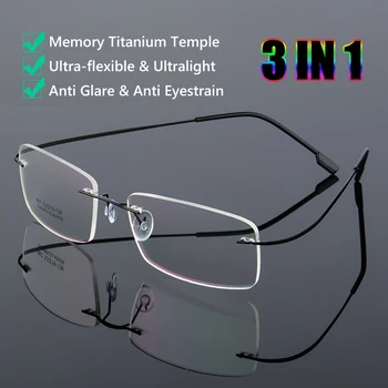 Ultravieglajiem Bez Apmales Brilles Skaidrs Atmiņas Titāna Lasīšanas Brilles Unisex Magnētisko Presbyopic Briļļu Stiprums +1.0~+4.0