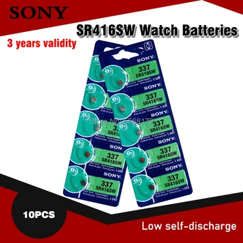 10pcs Oriģinālu SONY Jauno Pulksteņu bateriju 337 SR416SW Sudraba 1.55 V pogu šūnu akumulatoru swatch watch LED Austiņas