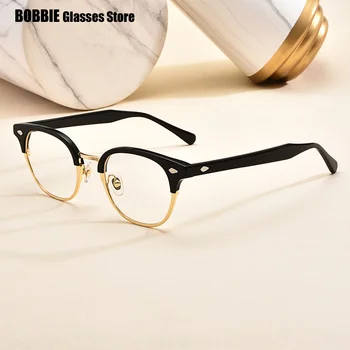 Top Klases Kvalitātes Roku Darbs Brilles Rāmis Classic Laukumā Acetāts Vīriešiem, Sievietēm, Daļēji Bez Apmales Brilles Optiskās Recepšu Gafas Jaunas