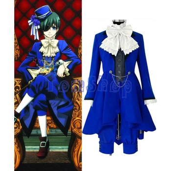 Anime Black Butler Ciel Phantomhive Cosplay Zilā Puse Kleita Halloween Kostīmu Custom-made Bezmaksas Piegāde