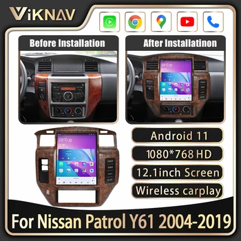 android galva, bloks, Nissan Patrol Y61 2004-2019 auto radio jaunāko sistēmu, Auto GPS navigācija, Stereo Diktofons ar carplay
