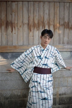 Japāņu Vīriešu Tradicionālo Kimono Ar Jostu Yukata Drēbes Oficiālu Kokvilnas Peldmētelis Mājas Pakalpojumu, Vasaras Apģērbu