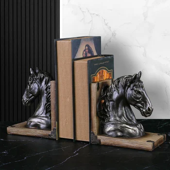 Retro Stila Bookend 3D Zirgu Galvas Grāmatu-beidzas Dzīvnieku Tips Grāmatu Stends Vintage Mājas Dekoru Classic Telpu Dekorēšana