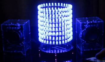 DIY elektronisko komplekts LED Gaismas kubs, cilindrs Mūzikas spektra 8X32 diy sodering komplekts 256LEDs 5mm mirgo komplektā tālvadības pults