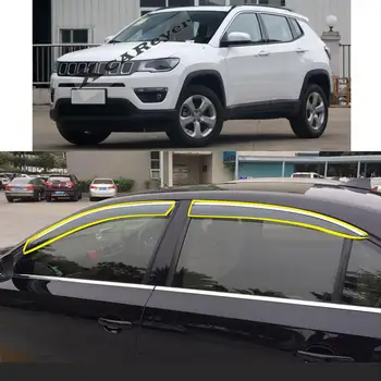 Auto Virsbūves Stils Uzlīmes, Plastmasas Logu Stikls Vēja Sejsegu Lietus/Saules Aizsargs Ventilācijas Markīzes Daļas, Jeep Compass 2017-2021