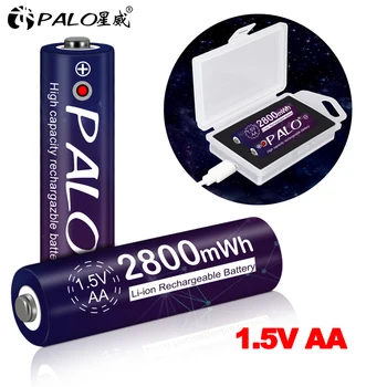PALO 1,5 V 2800mWh Li-ion AA Uzlādējamas Baterijas bateriju Kamera Rotaļlietas kontroles Uzlādēts augstas ietilpības Akumulators