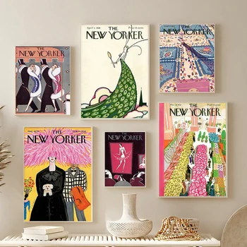 Vintage Valkā Kanvas Glezna Modes New York Magazine Vāka Plakātu Abstract Art Print Sienas Attēlu Dzīvo Guļamistabā, Mājas Dekoru
