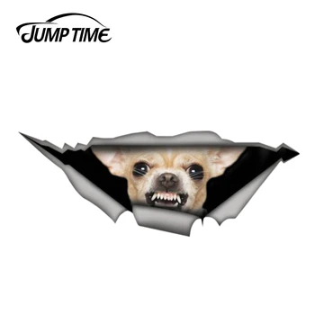 Lēkt Laiks 13cm x 4.8 cm Chihuahua auto decal Ieplīsis Metāla Decal Savvaļas Dzīvnieku Smieklīgi, Auto Uzlīmes, Logu Bumper Car Styling, 3D