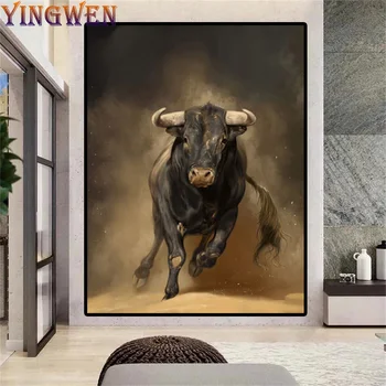 5d Diy Govs Dimanta Glezna, kurā Darbojas Bull Smilšu Mozaīkas Dzīvnieku Pilna Dimanta Kristālu Izšuvumi Māksla, Glezniecība, Mājas Dekoru JAUNAS