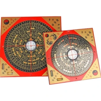 Izstrādāt Seno Ķīniešu Feng Shui Koka Laukumā Luopan Kompass Metāla Virsmas 