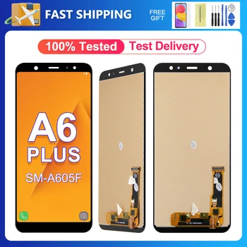 100% Tests Samsung Galaxy A6 Plus 2018 LCD Displejs, Touch Screen Digitizer Montāžas Detaļas Samsung A605 A605F A605FN A605G LCD