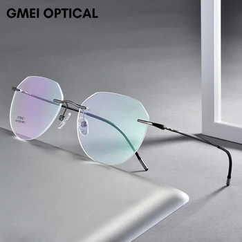 Ultravieglajiem Titāna Sakausējuma Bez Apmales Vīriešu Brilles Rāmis Laukumā Brilles Tuvredzība Recepšu Rāmji Sievietēm Optiskā Acs Stikls
