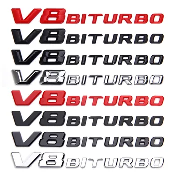 3d ABS Vēstules Car Styling Spārnu Sānu Logo V8 BITURBO Emblēmu Žetons Par Mercedes C63 G63 E63 S63 W222 W223 W205 W204 Piederumi