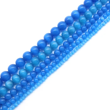 AAA Kaķu Acu Pērlītēm Augstums Kvalitātes Trūkums Zilā Vienmērīgu Kārtu Zaudēt Krelles 4-12mm, Lai Rotaslietu izgatavošana Opāls DIY Aproce 15