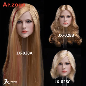 JXTOYS-028 1/6 Sieviešu kārtas Dziedātāja Vadītājs Sculpt Blondu Galvu Griešanai Modelim 12