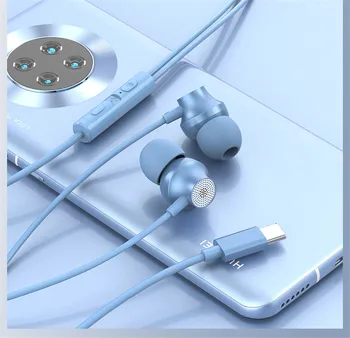 2022 Tipa C Metāla Austiņas, lai Oneplus 10 9 Pro Huawei Xiaomi auss Mic Vadu Kontroles Bass Austiņas un Earbuds