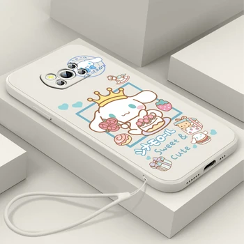 Sanrio Kuromi Cinnamoroll Gadījumā Xiaomi Mi Poco X4 X3 M3 M4 F4 F3 GT Pro NFC 5G Mīksto Šķidruma Virves Tālruņa Vāciņu Coque Kodola Apvalks