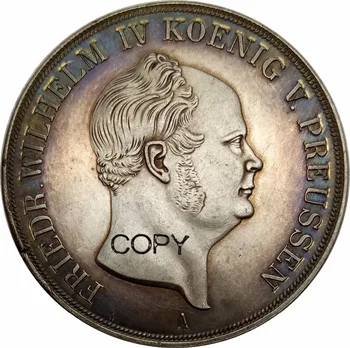 Vācijas Valstu Karaliste Prūsijā 2 Dāldera / 3 1/2 Gulden Friedrich Wilhelm IV 1855 Misiņa Pārklājumu Sudraba Monētu Kopijas